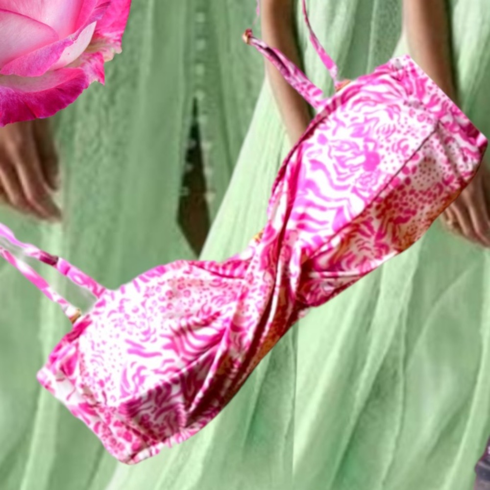 Lilly Pulitzer Pink and White Bikini Top